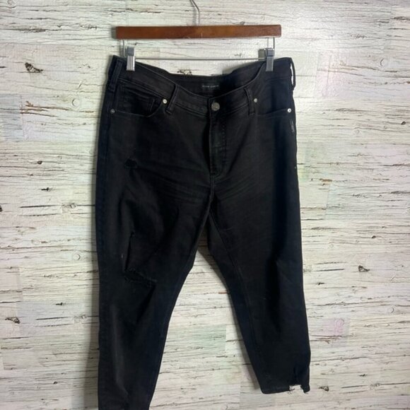 Silver Jeans Avery Skinny crop black distressed jeans size 36 - Picture 1 of 8